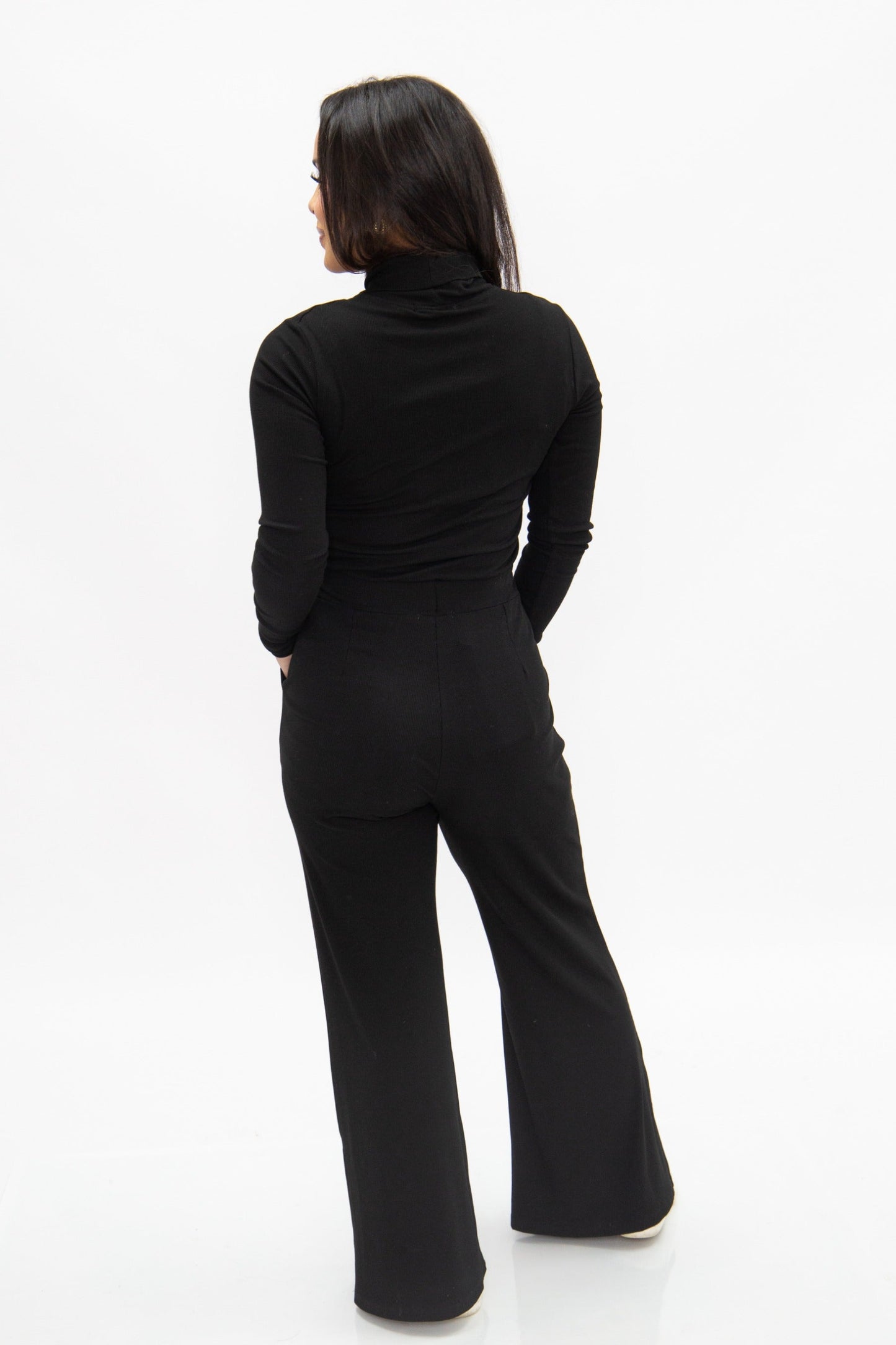 Ribbed Mock Neck, Black