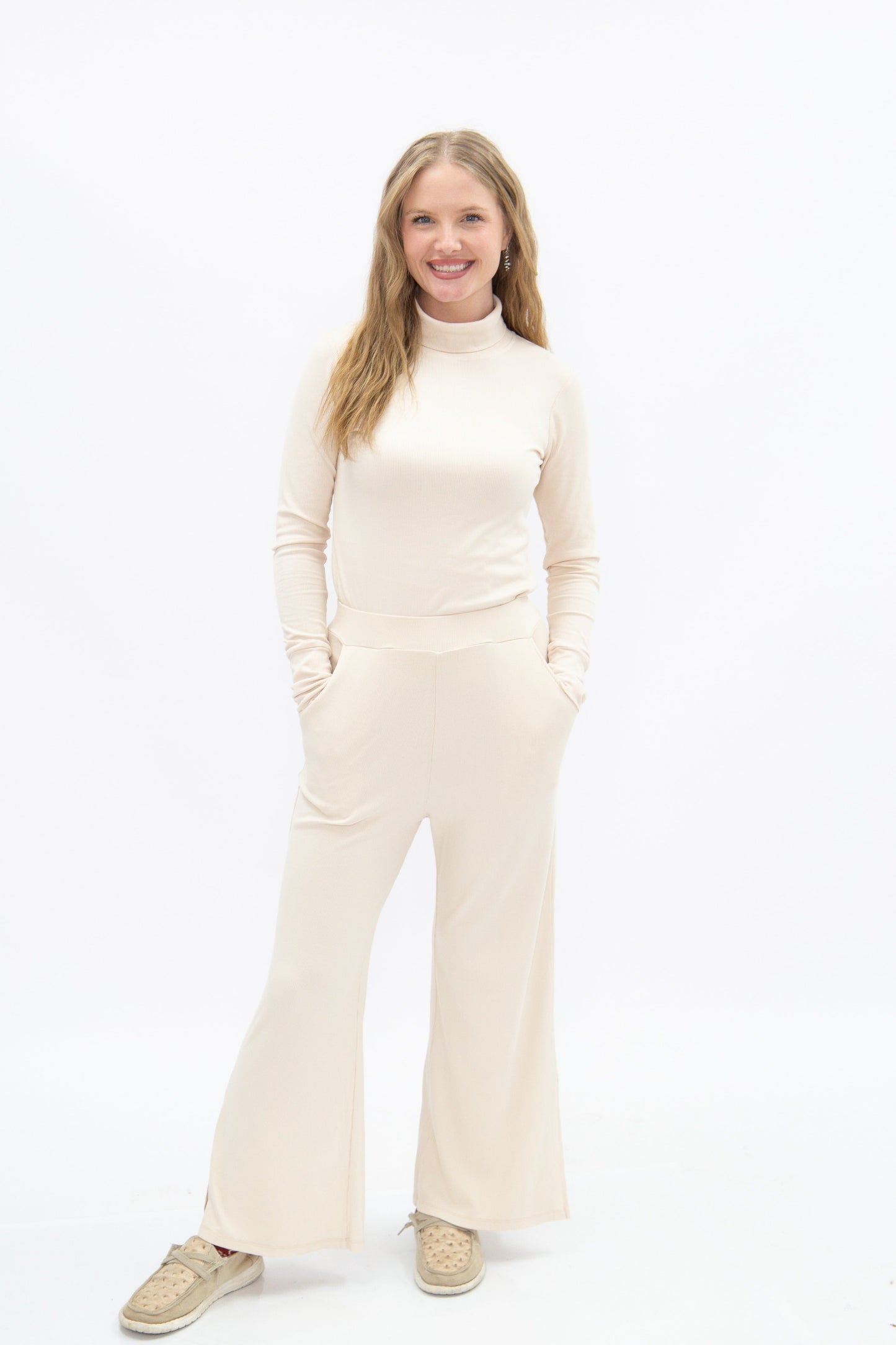 Ribbed Mock Neck, Ivory
