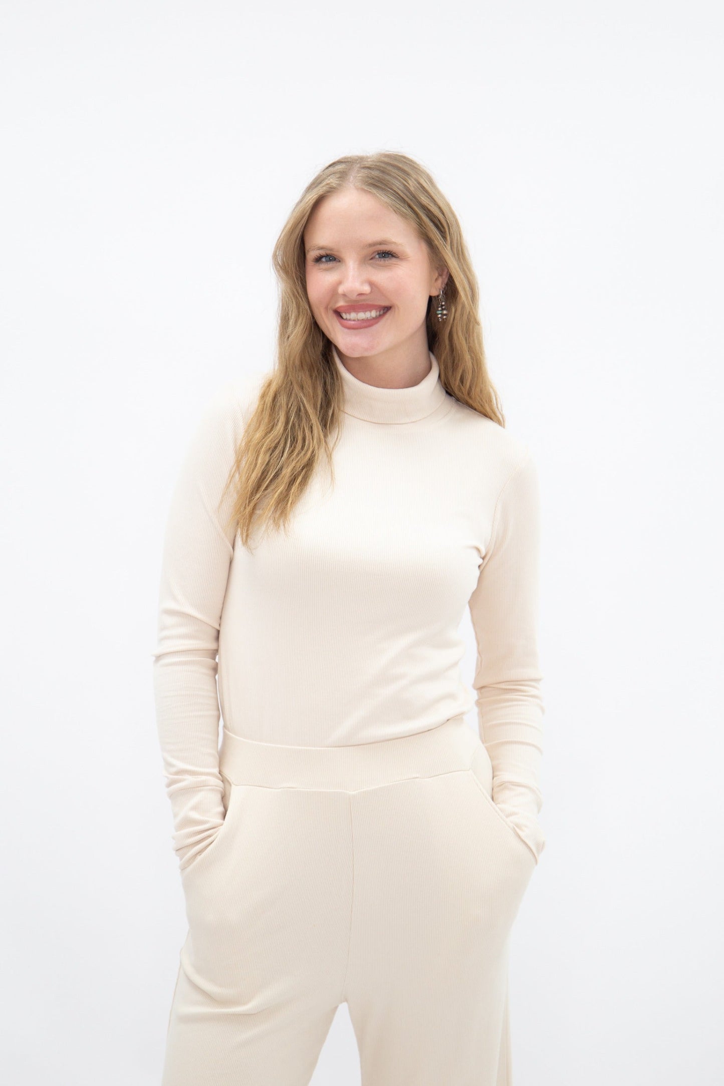 Ribbed Mock Neck, Ivory