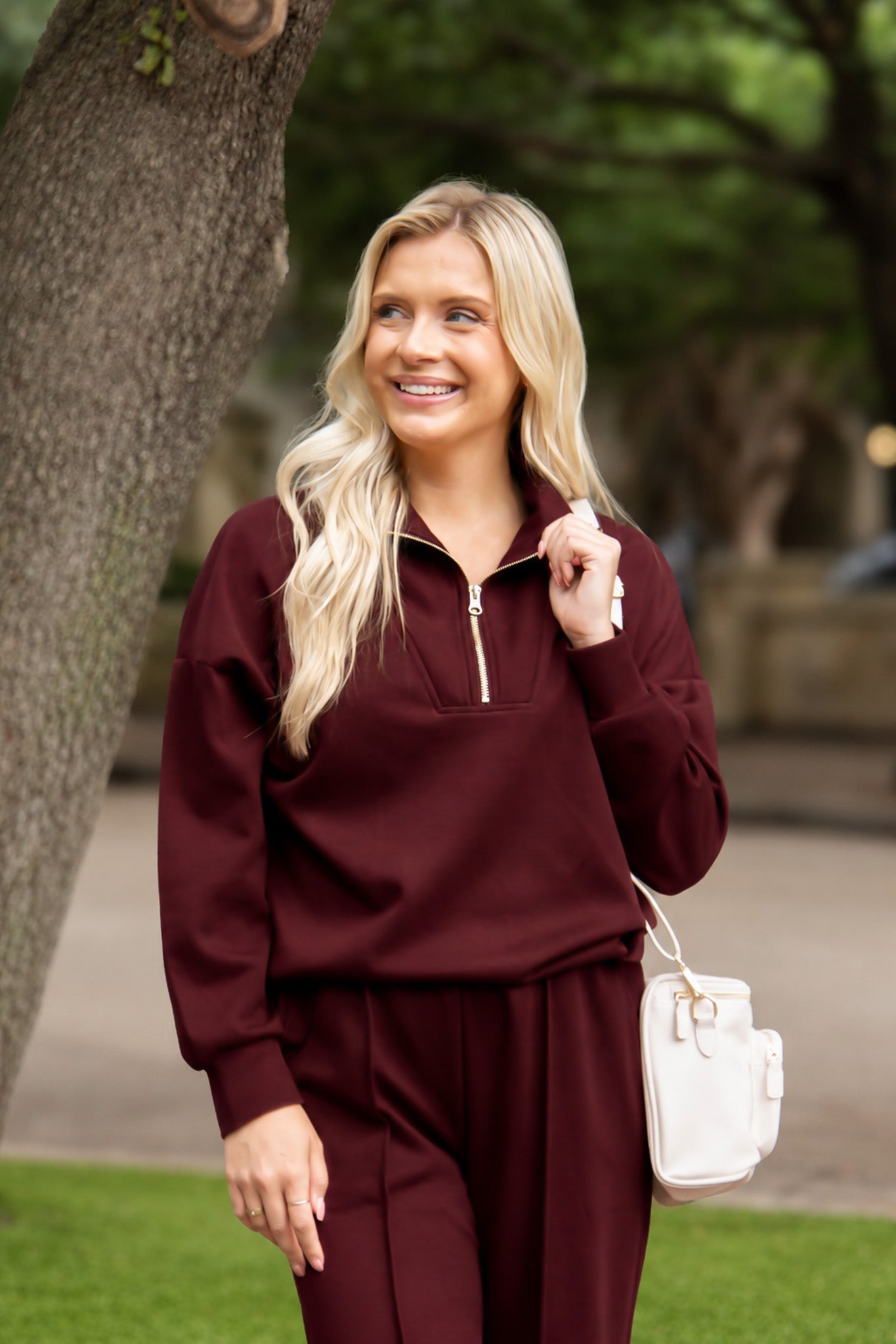 Butter Soft Quarter-Zip Top, Maroon