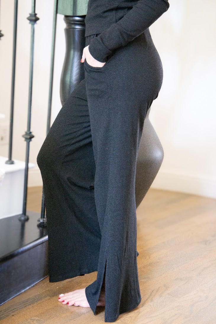 Ribbed Lounge Pants, Black