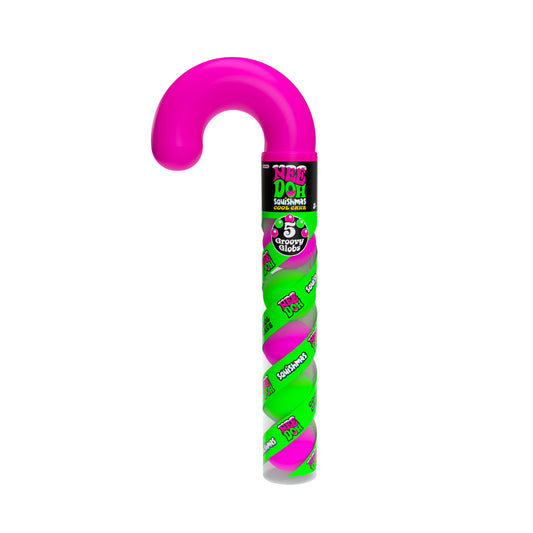 NeeDoh Squishmas Cool Cane – Holiday Fidget Toy Candy Cane with Teenie NeeDoh