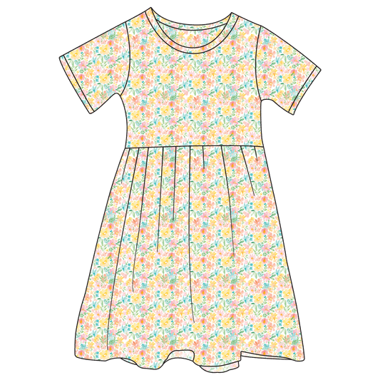 Stevie Kate Multi Floral Bamboo Ruffle Spin Dress (Pre-Order)