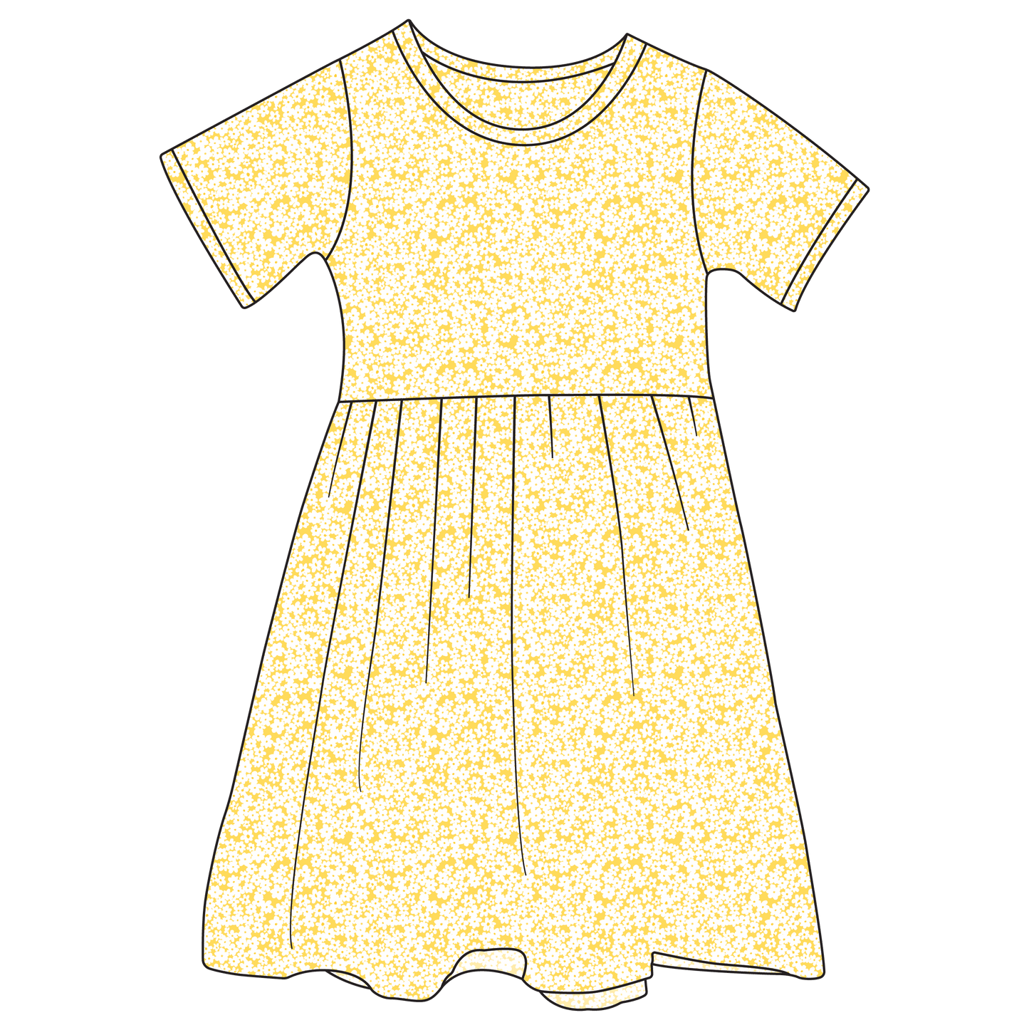 Stevie Kate Yellow Floral Bamboo Ruffle Spin Dress (Pre-Order)