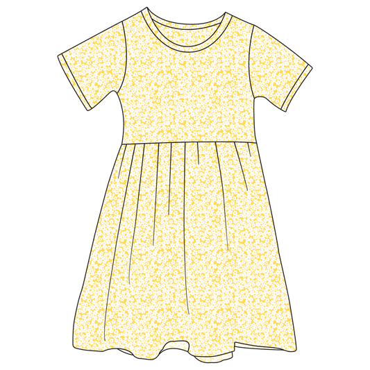 Stevie Kate Yellow Floral Bamboo Ruffle Spin Dress (Pre-Order)