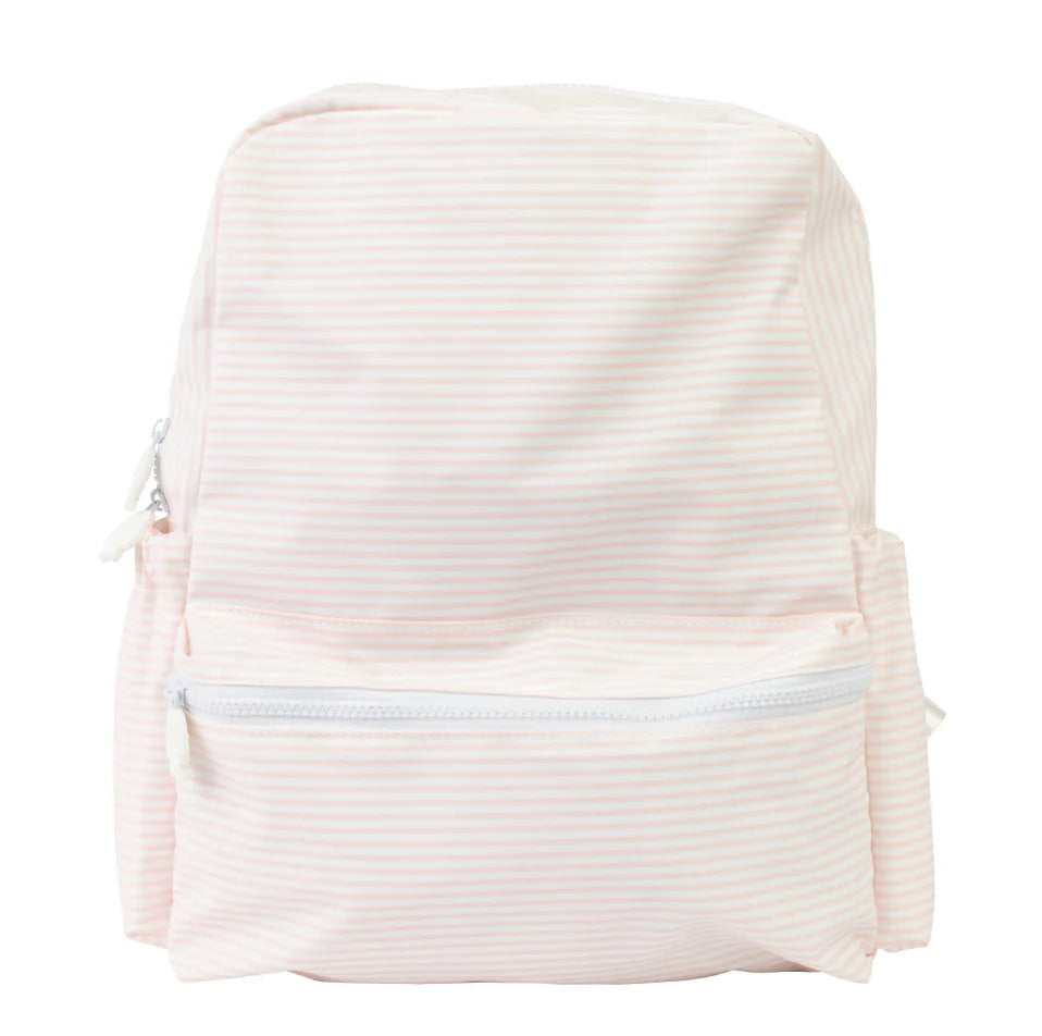 Apple of My Isla Pink Stripe Wipeable Large Backpack | Personalized Girls School Backpack | Bossier City, LA