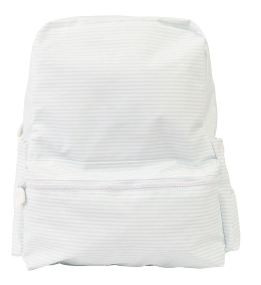Apple of My Isla Light Blue Stripe Wipeable Large Backpack | Personalized Kids School Backpack | Bossier City, LA