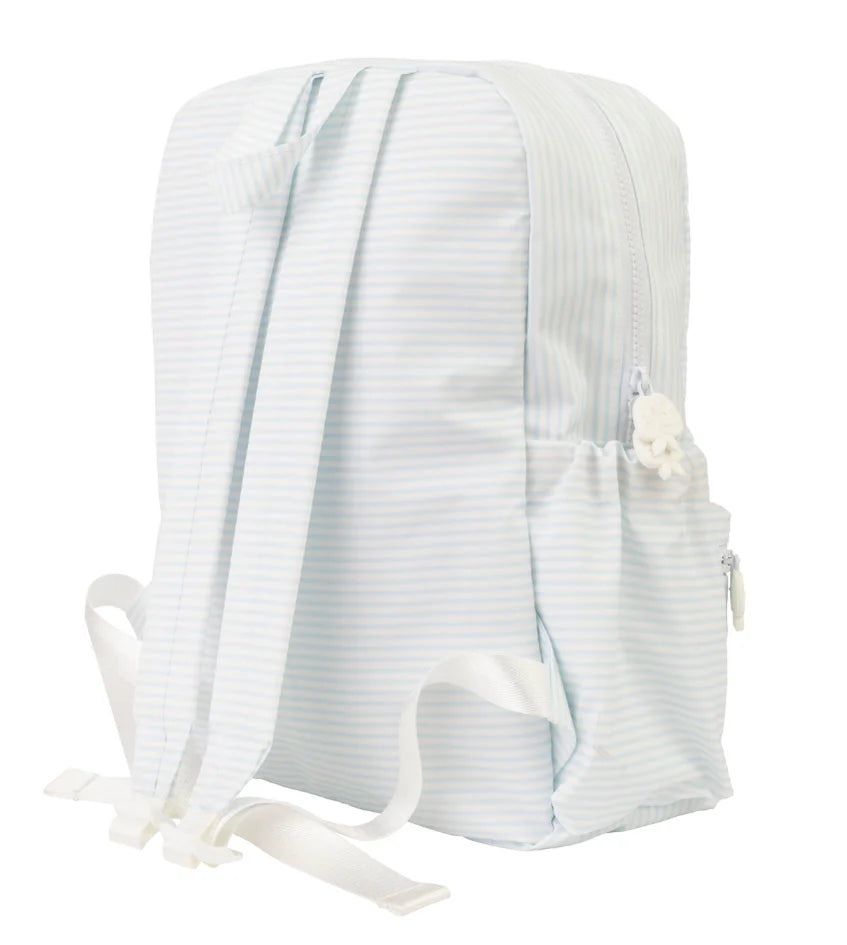 Apple of My Isla Light Blue Stripe Wipeable Large Backpack | Kids School Backpack | Bossier City, LA