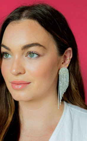 Kennedy Silver Rhinestone Drop Earrings