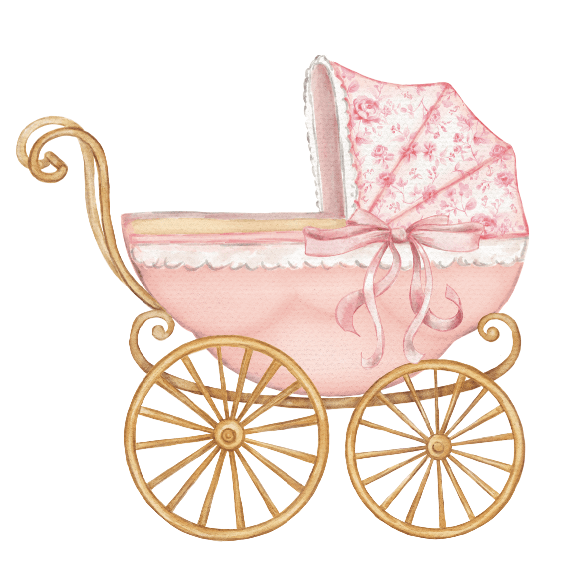Pink Baby Carriage Door Hanger