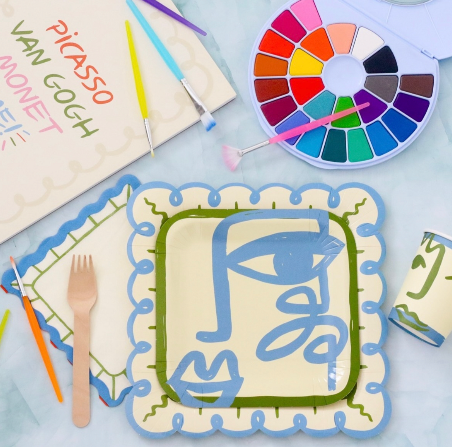 Colorful Scalloped Paper Napkins (x20) | Retro Art Party Napkins | Pop Party Supplies