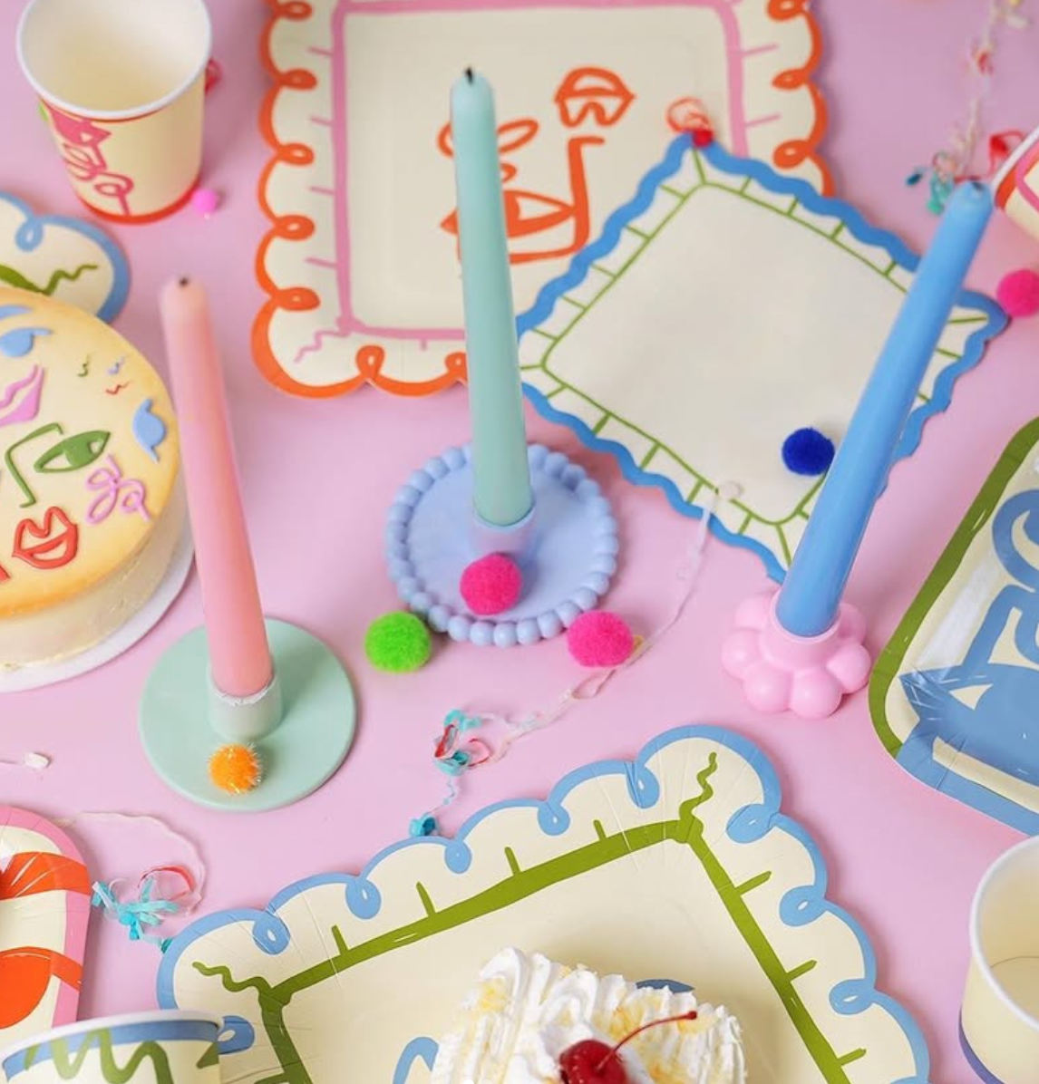 Colorful Scalloped Paper Napkins (x20) | Retro Art Party Napkins | Pop Party Supplies