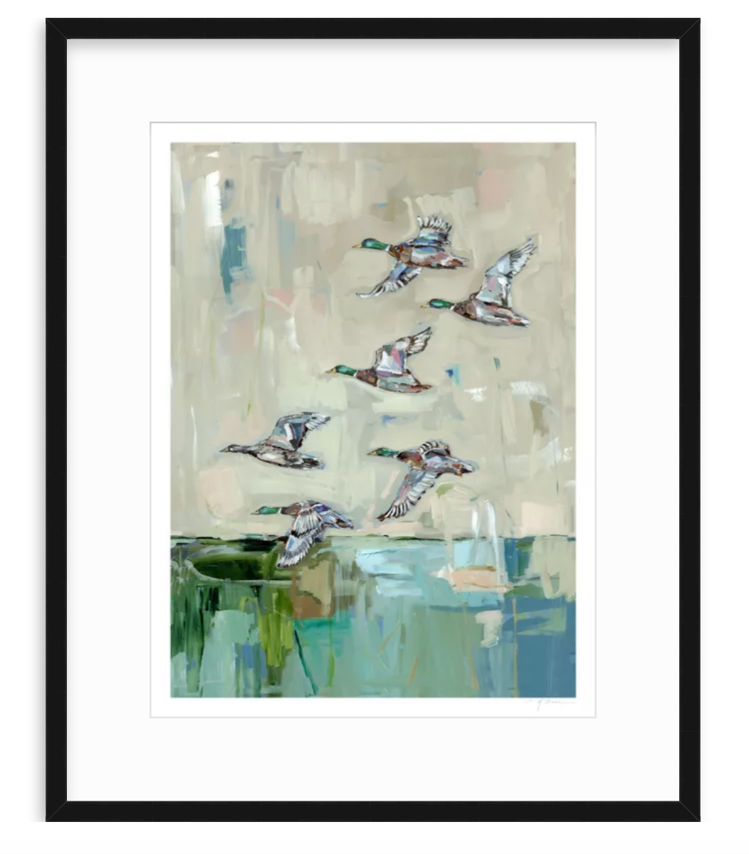 Mallards In Flight Ducks Fine Art Print