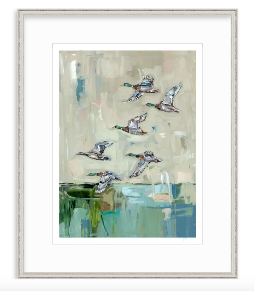 Mallards In Flight Ducks Fine Art Print