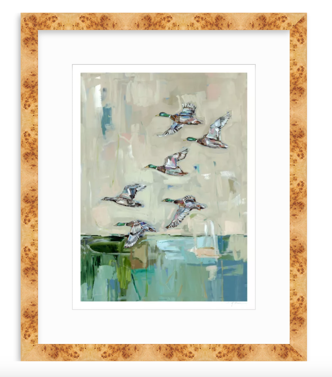 Mallards In Flight Ducks Fine Art Print