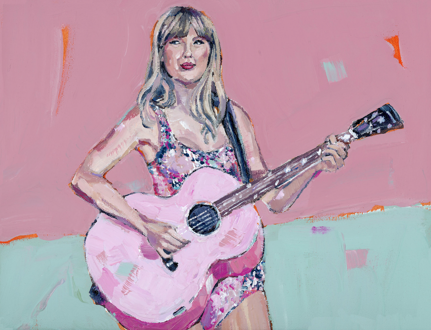 Taylor Swift & Pink Guitar Fine Art Print