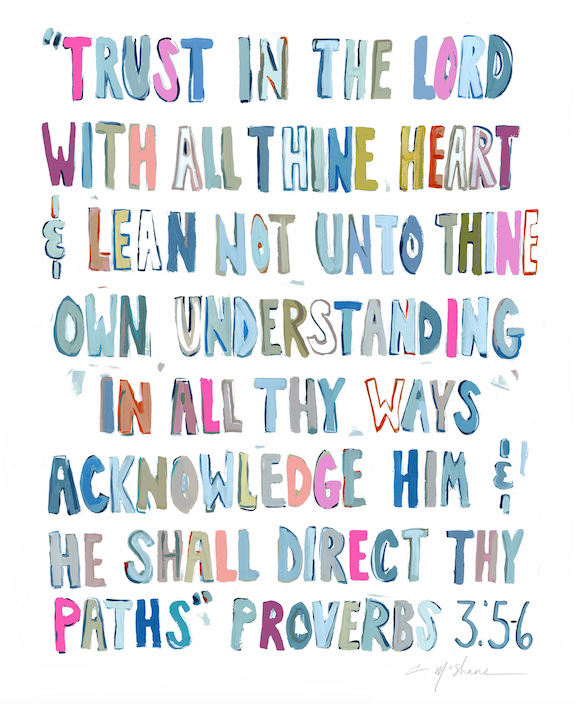 Proverbs 3: 5-6 Pink Bible Verse Fine Art Print