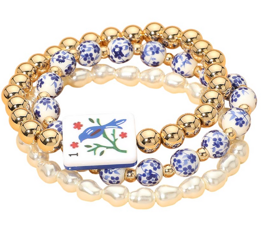 Mahjong Triple Flower Bracelet - Bird Bam