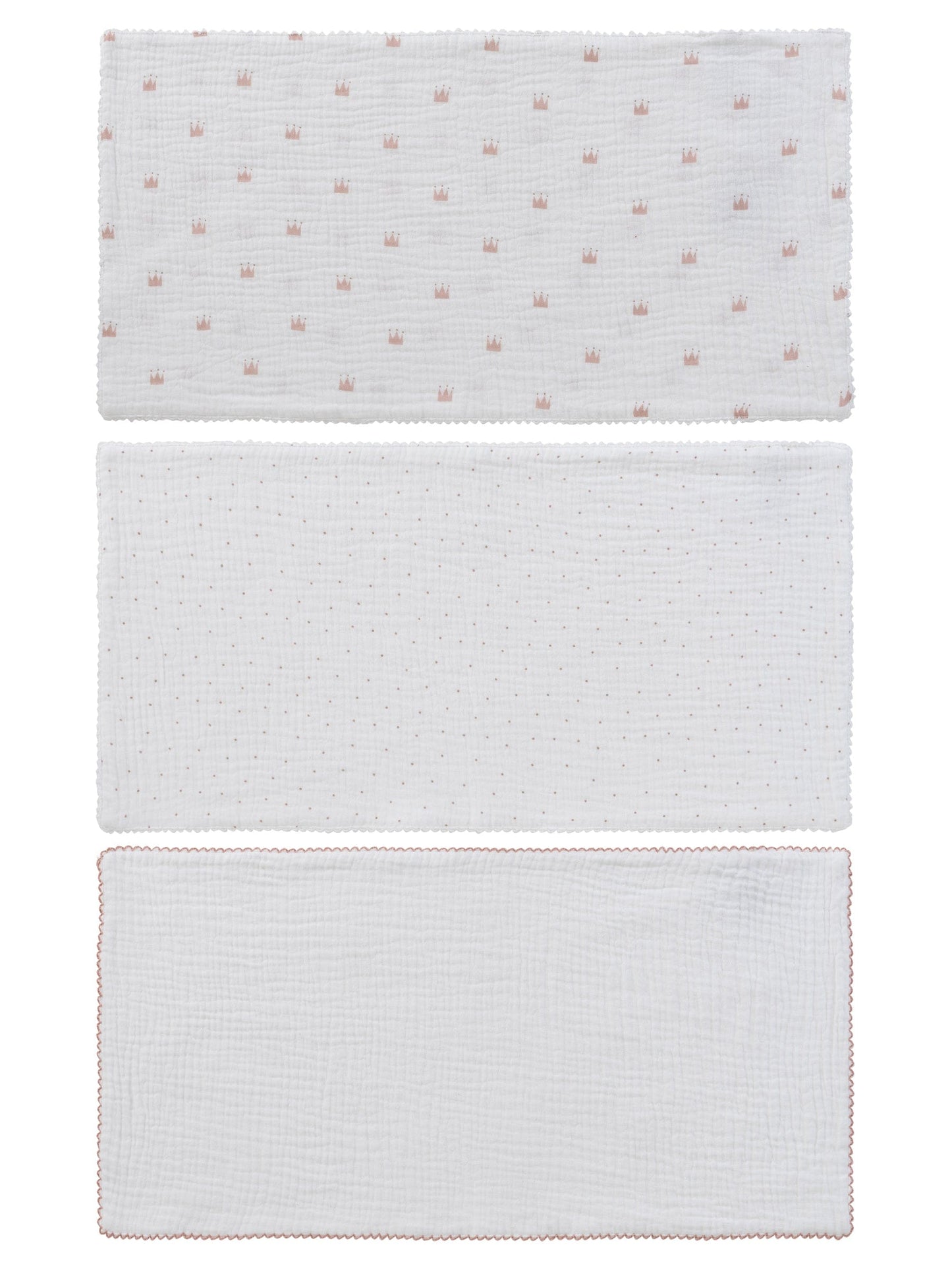 Little Crown Burp Cloth 3PC Set - Pink