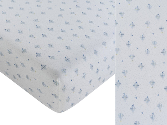 Up & Away Fitted Full Crib Sheet - Blue