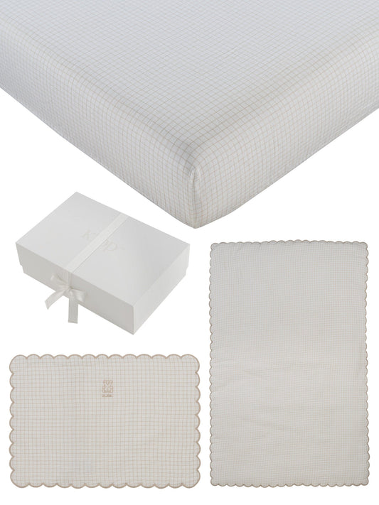 Teddy Au Pane 4PC Mini Crib Set - Stone