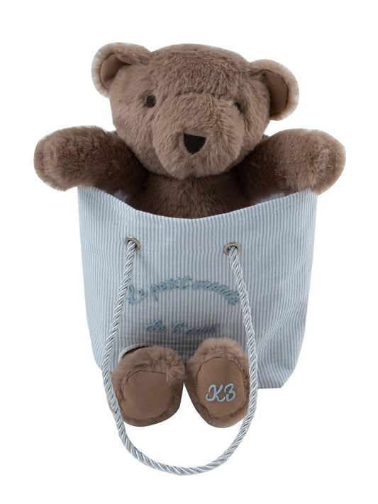 Petit Ours Teddy in a Bag - Blue
