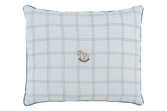 Whinny Plaid Throw Pillow - Blue