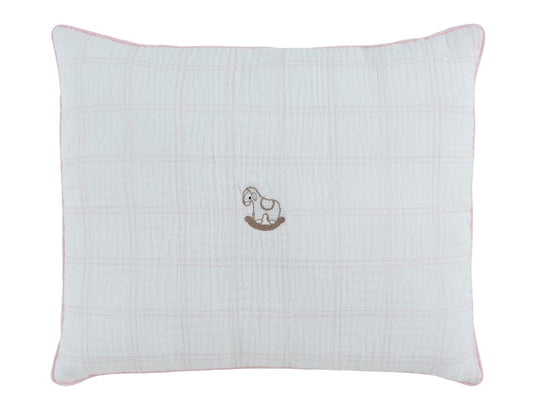 Whinny Plaid Throw Pillow - Pink