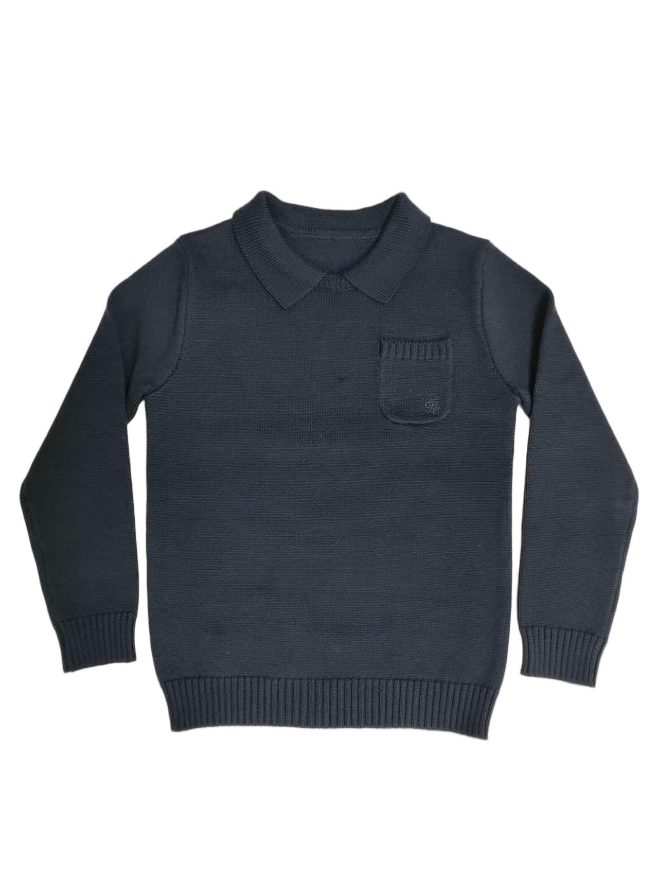 Franck Collar Sweater - Navy