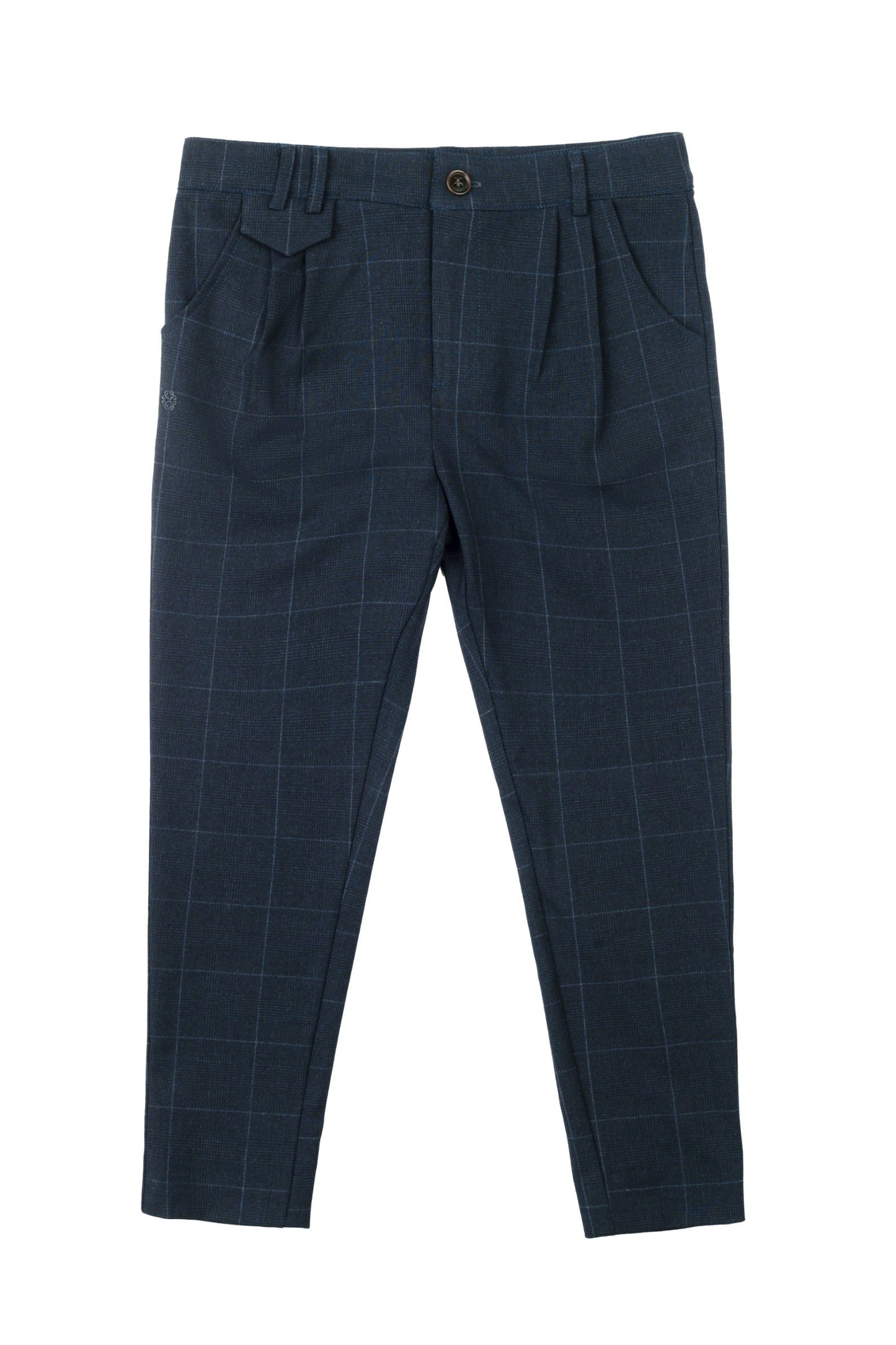 Elliot Tartan Slim Stretch Pants - Navy