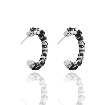 Midnight Braided Silk Petite Hoop Earrings
