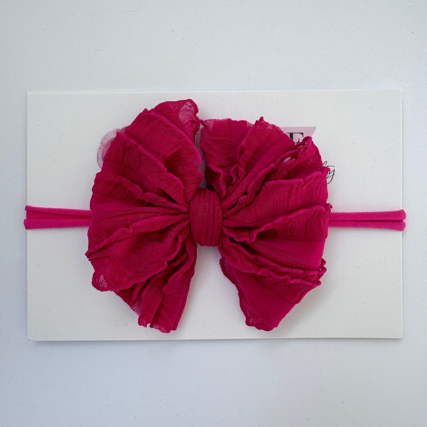 Skinny Mini Ruffled Headband- Wild Pink Mini