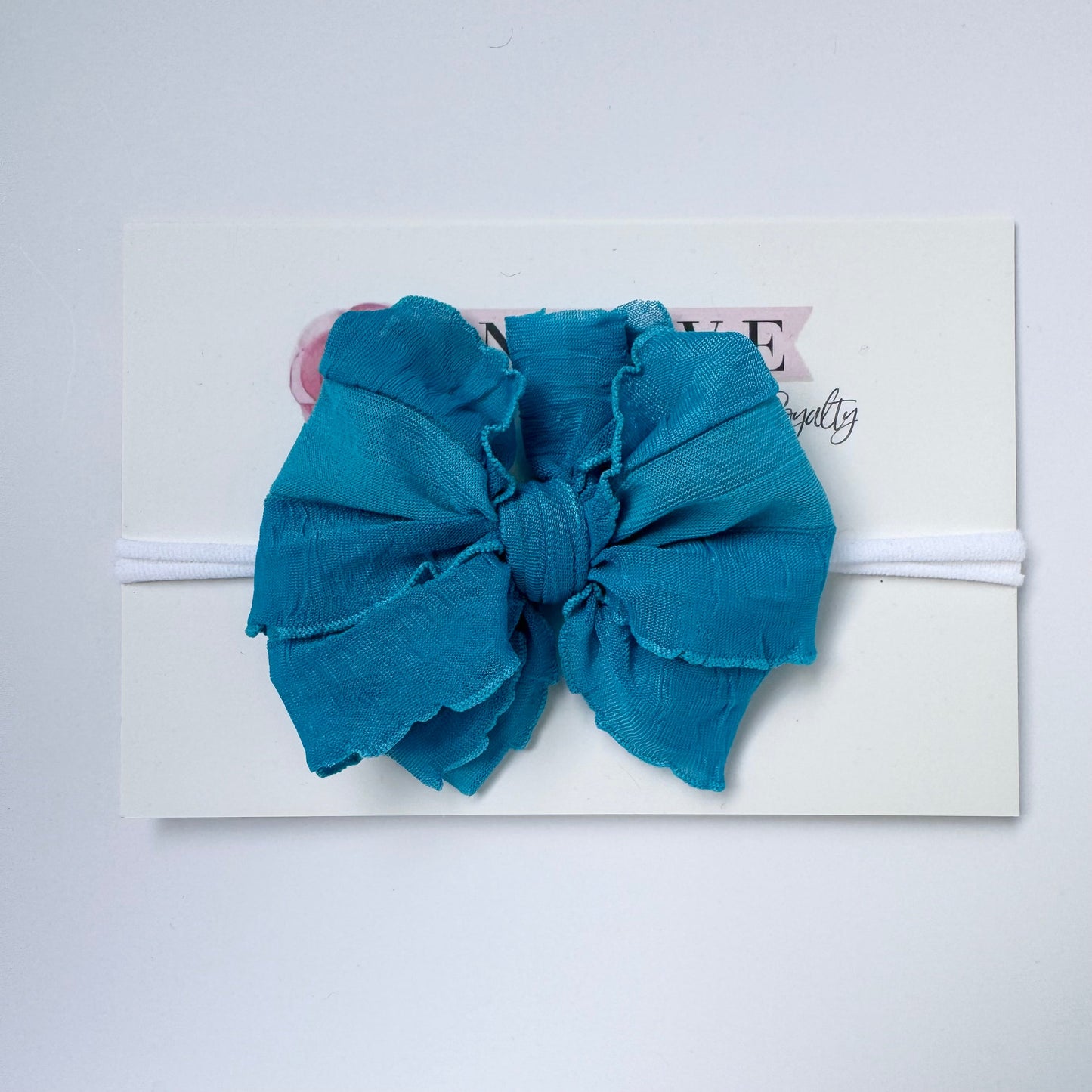 Skinny Mini Ruffled Headband- Turquoise