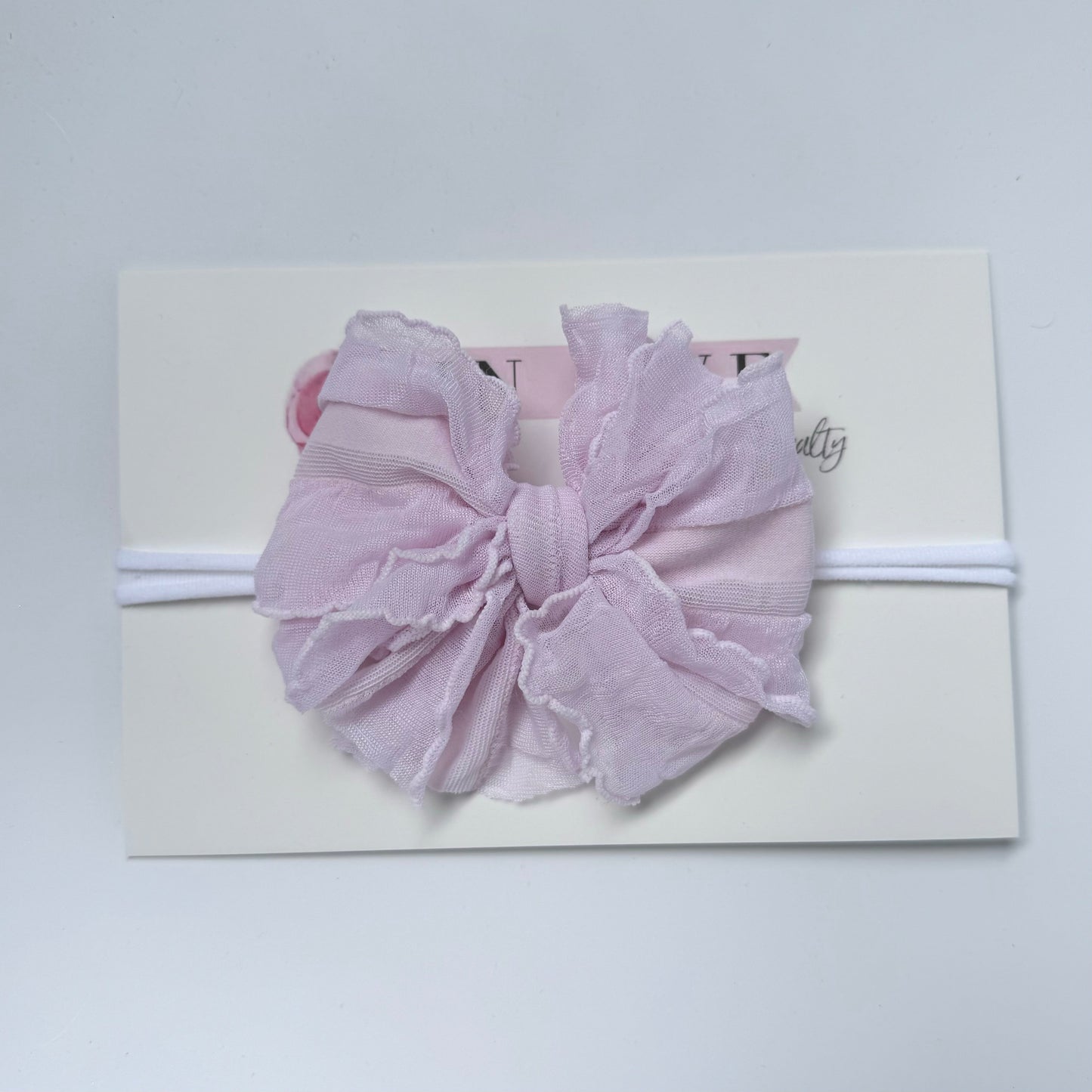 Skinny Mini Ruffled Headband- Baby Pink
