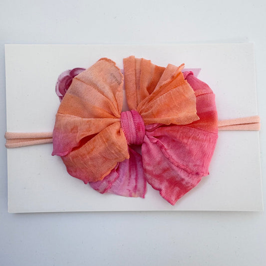 Skinny Mini Ruffled Headband- Hibiscus