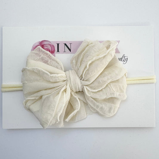 Skinny Mini Ruffled Headband- Ivory