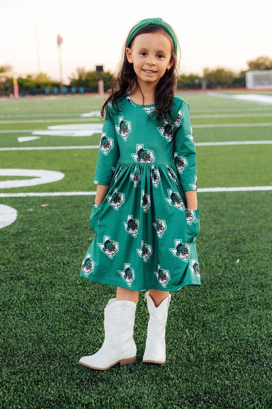 Southlake Carroll Dragons 3/4 Sleeve Pocket Twirl Dress