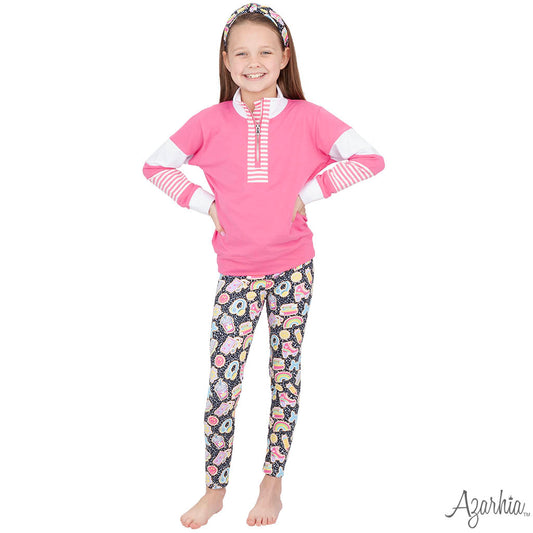 Color Block Hot Pink Zip Pullover – Girls Long Sleeve Sweatshirt