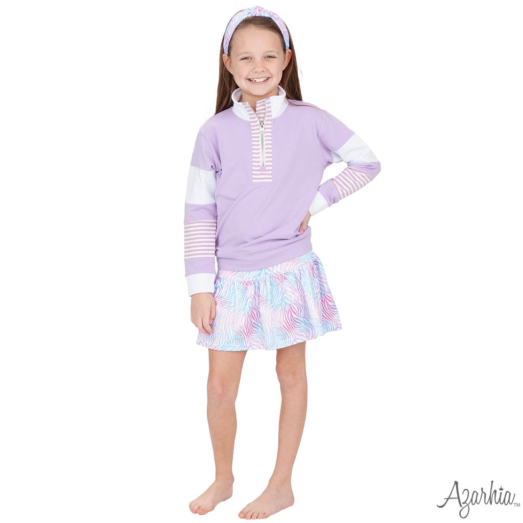 Color Block Lavender Zip Pullover – Girls Long Sleeve Sweatshirt