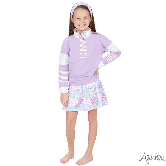 Color Block Lavender Zip Pullover – Girls Long Sleeve Sweatshirt