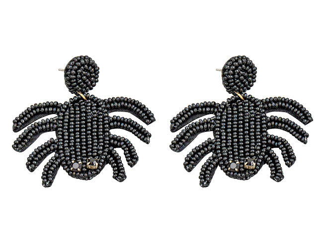 Seed Bead Spider Earrings