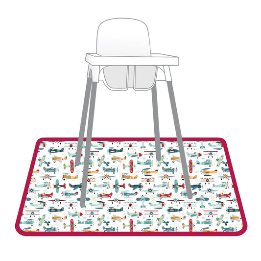Retro Airplanes Splash Mat - A Waterproof Catch-All for Highchair Spills and More!