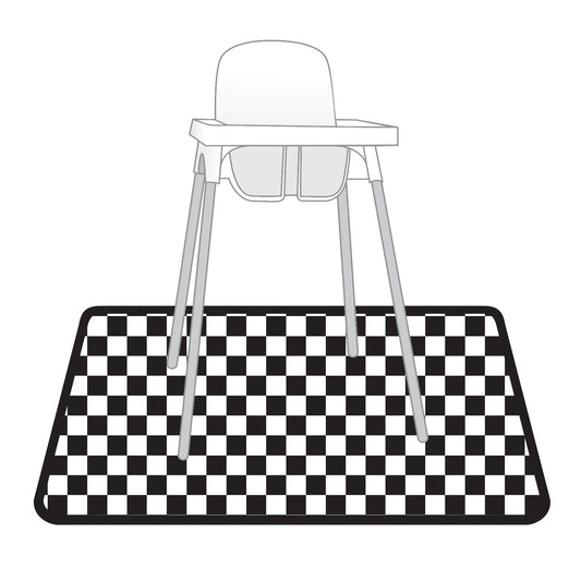 Black Checkerboard Splash Mat  - A Waterproof Catch-All for Highchair Spills and More!