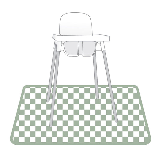 Sage Checkerboard Splash Mat  - A Waterproof Catch-All for Highchair Spills and More!