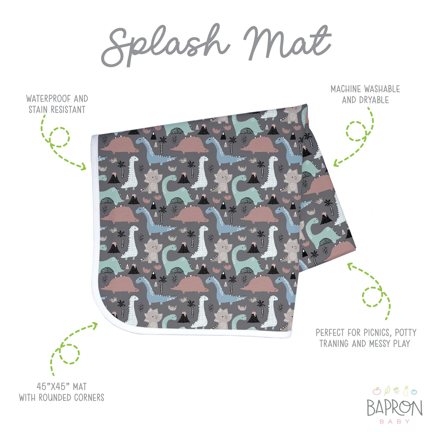 Dinosaur Drawing Splash Mat - A Waterproof Catch-All for Highchair Spills and More! SALE