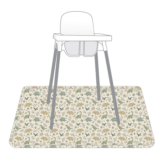 Foliage Dinos Splash Mat - A Waterproof Catch-All for Highchair Spills and More!