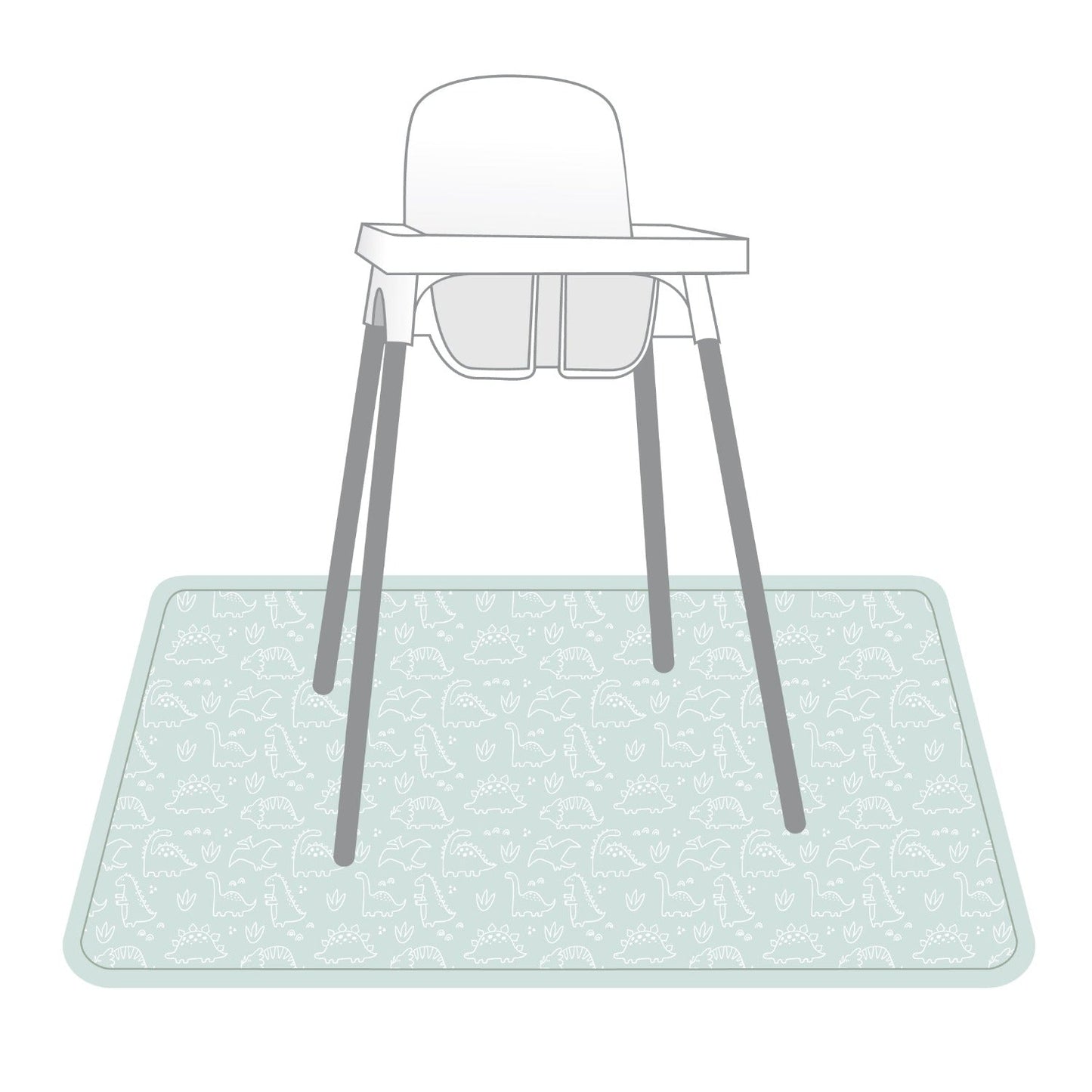 Dino Friends - Sage Splash Mat - A Waterproof Catch-All for Highchair Spills and More!