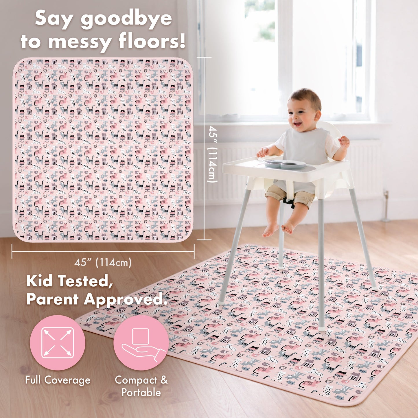 Kitty Splash Mat - A Waterproof Catch-All for Highchair Spills and More!