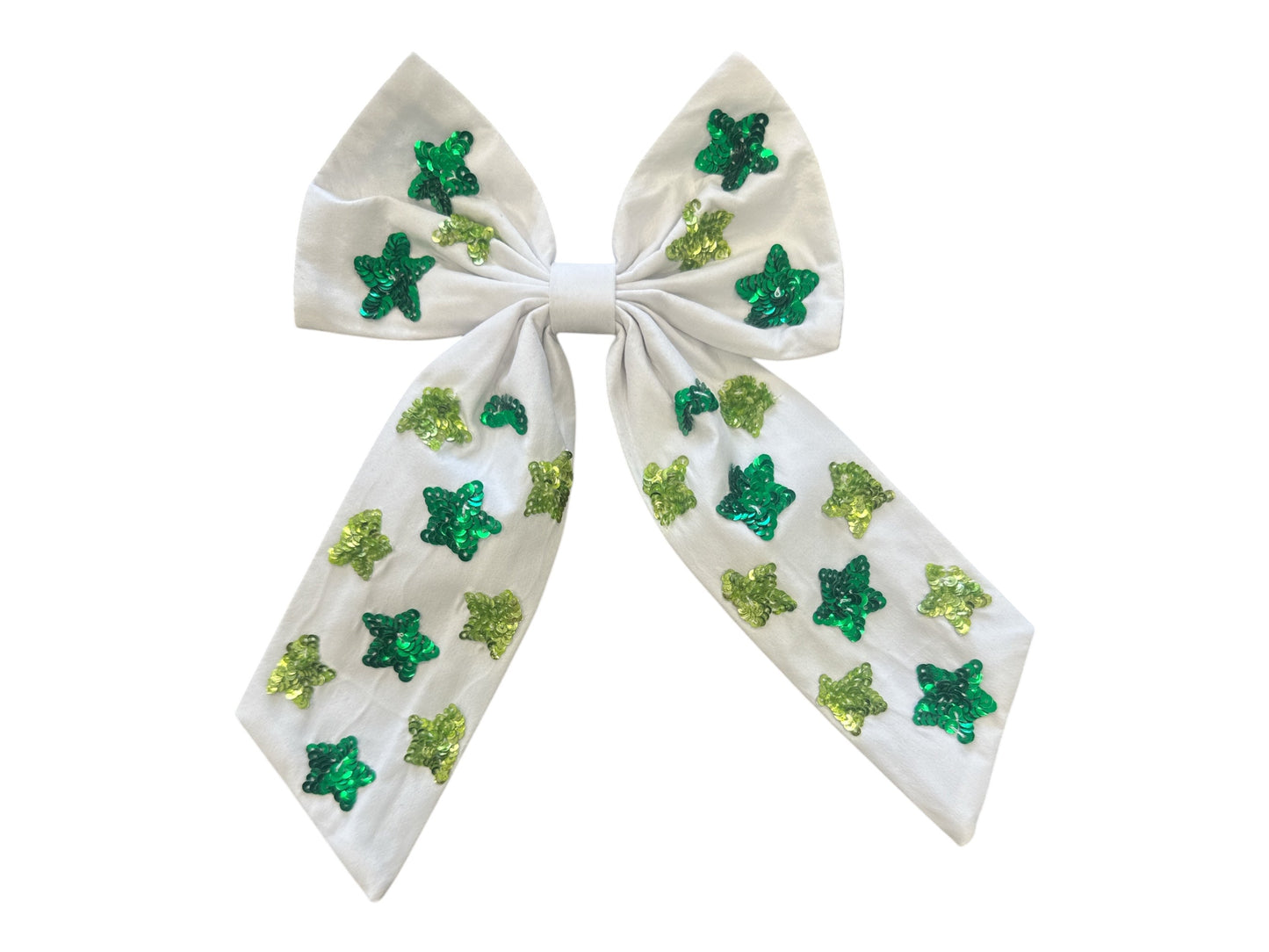 St. Patrick's Day Green Star Bow - Sequin Star
