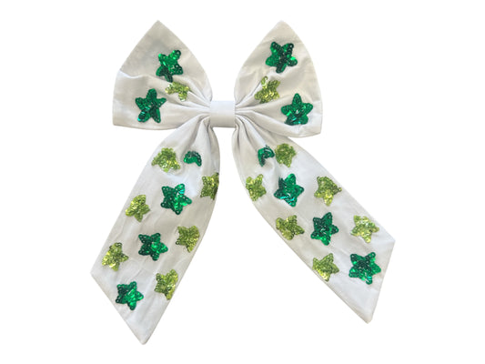 St. Patrick's Day Green Star Bow - Sequin Star